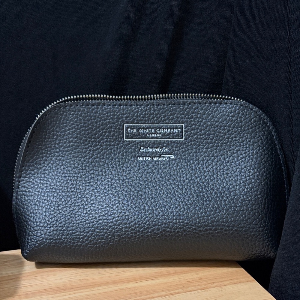 The British Airways White Company Black Textured Toiletry Bag